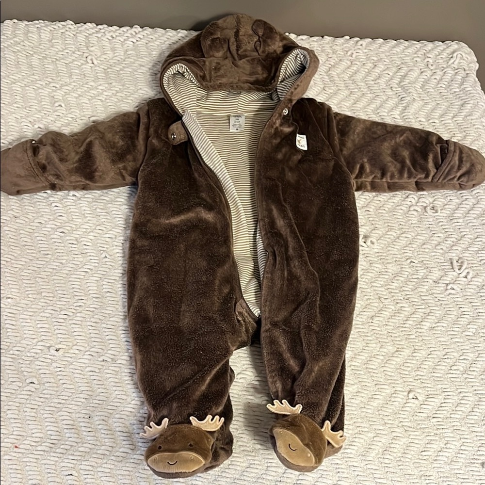 Brown Hooded Kids One Piece